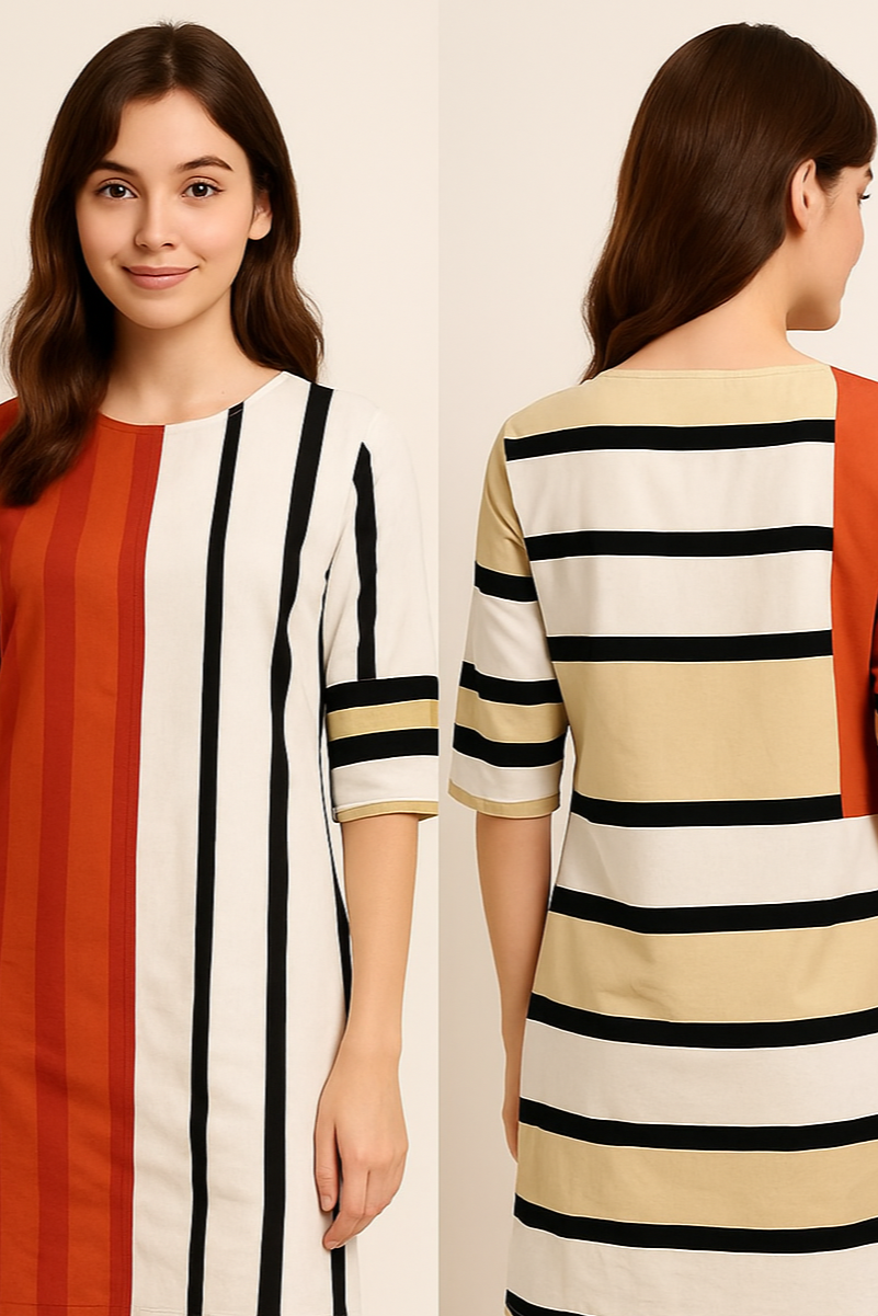 MonoRust Stripe Kurti