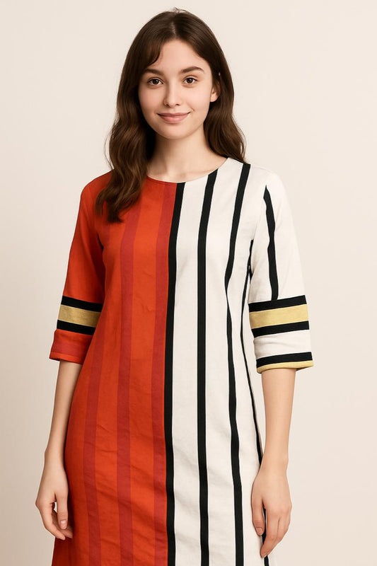 MonoRust Stripe Kurti