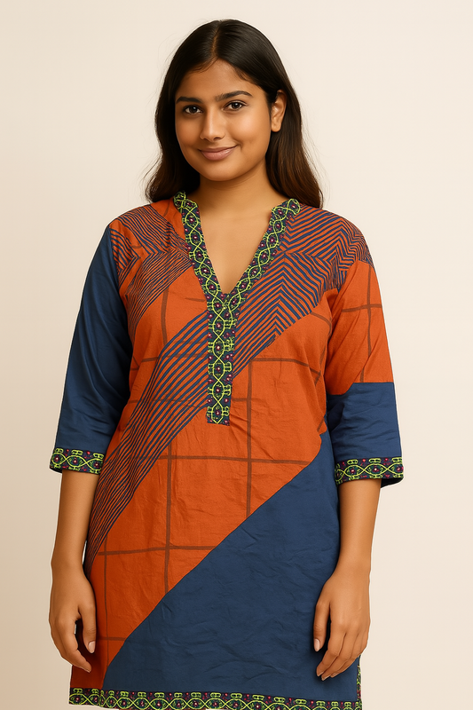 Bold Heritage Contrast Kurti