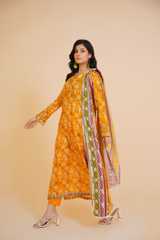 Marigold Garden - Printed 3 Piece Lawn Suit