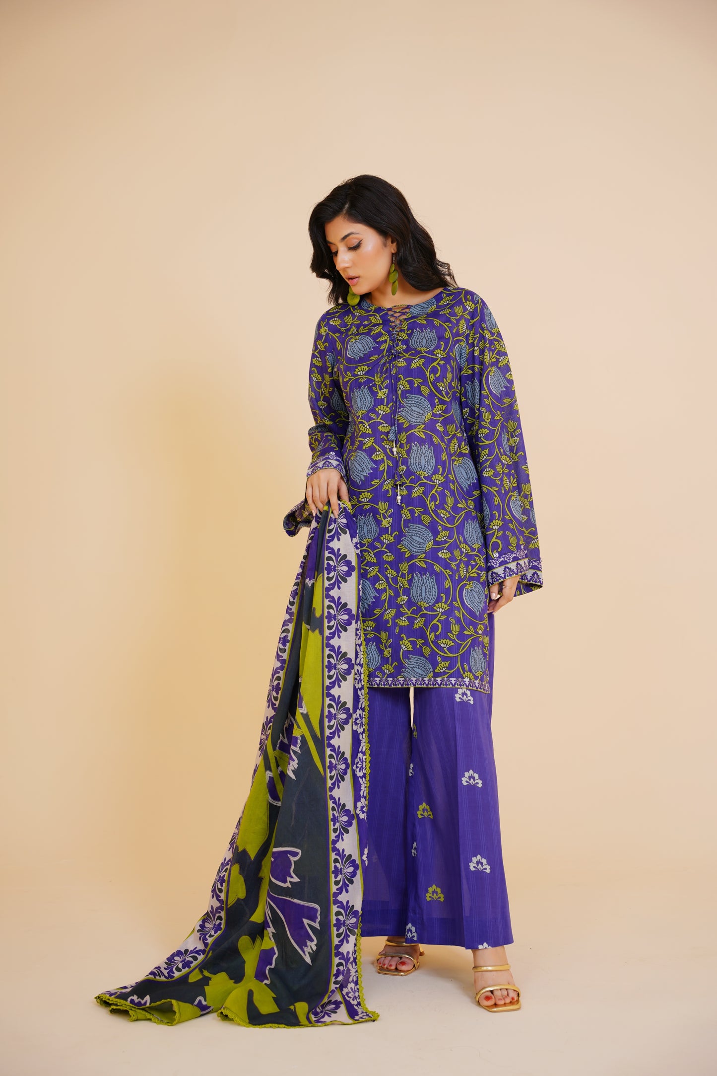 Midnight Vines - Purple Floral 3-Piece Printed Lawn Suit