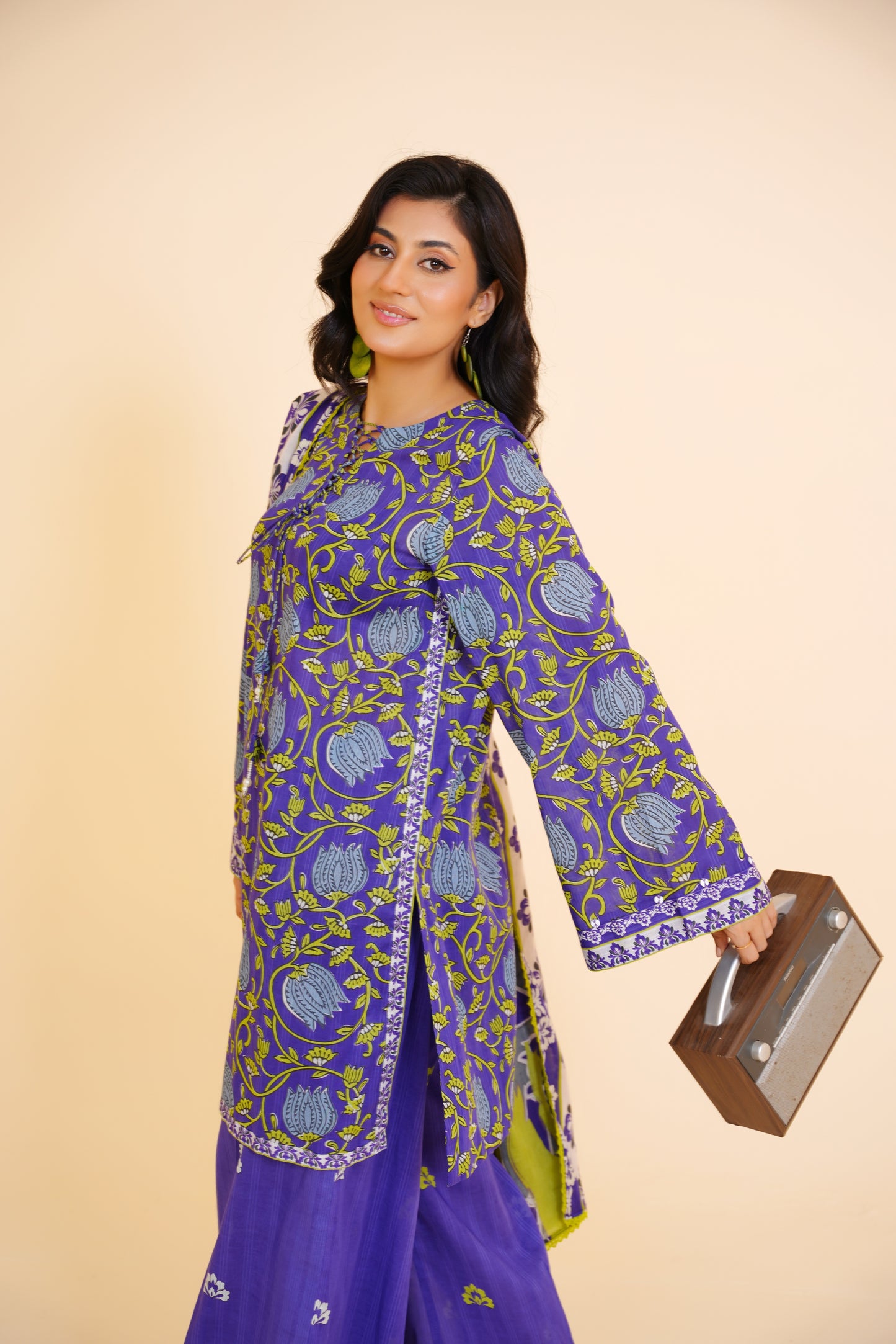 Midnight Vines - Purple Floral 3-Piece Printed Lawn Suit