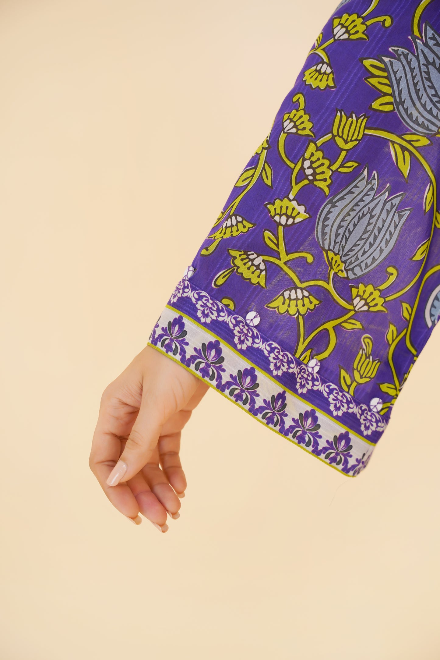 Midnight Vines - Purple Floral 3-Piece Printed Lawn Suit
