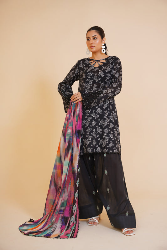 Midnight Muse – 3-Piece Printed Lawn Suit