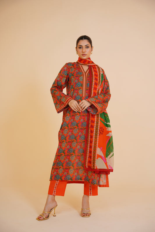 Scarlet Grace – Bold Print 3-Piece Lawn Suit