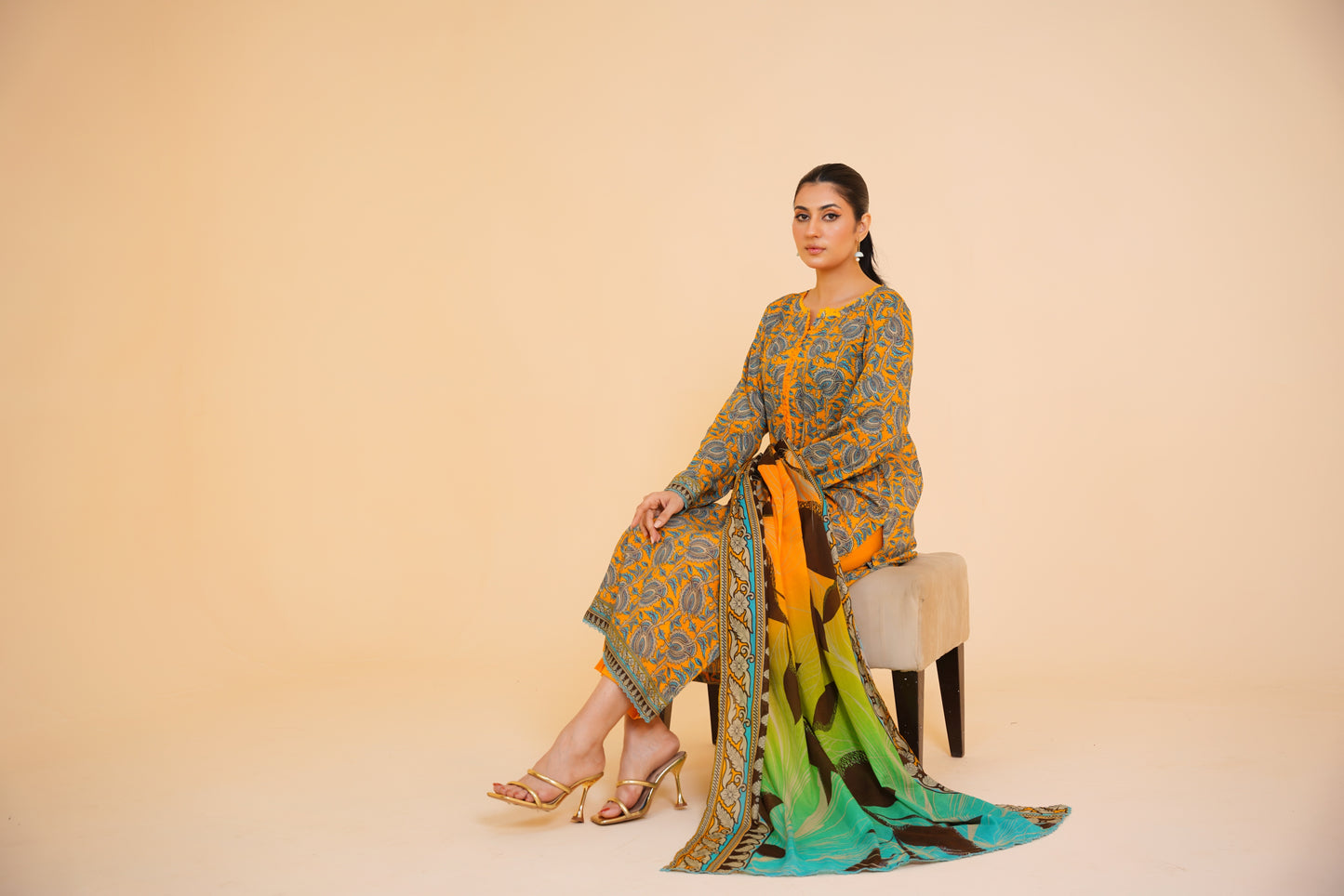 Saffron Breeze – Elegant Floral 3 Piece Printed Lawn Suit