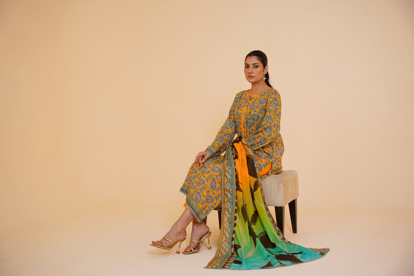 Saffron Breeze – Elegant Floral 3 Piece Printed Lawn Suit